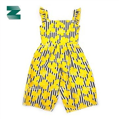 Áo liền quần in hình không tay có dây đeo bằng vải cotton dệt thoi